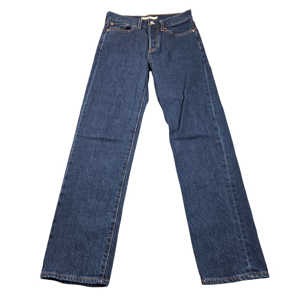 Levis Wedgie Straight Jeans Womens W25 L28 Blue Dark Wash High Rise Button Fly